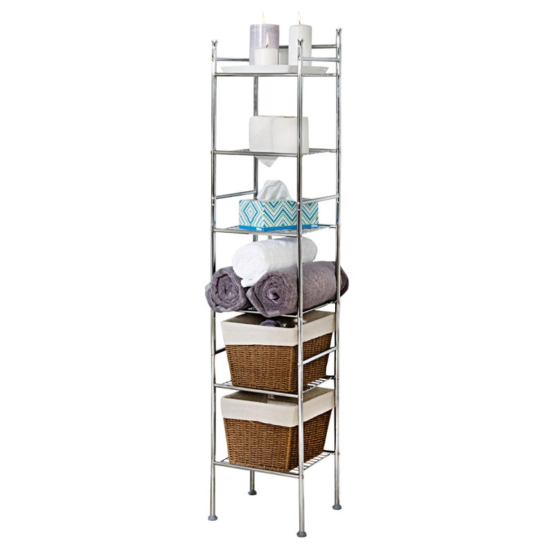 Honey Can Do Honey-Can-Do BTH-03484 6 Tier Metal Tower Bathroom Shelf, 12.6Ã¢â‚¬ L x 11Ã¢â‚¬ W x 59.8Ã¢â‚¬ H, Chrome - Image 4